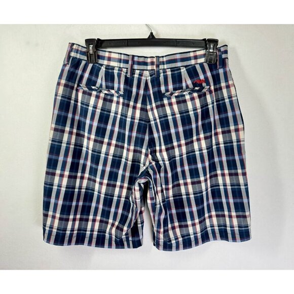 Mountain Khakis Mulligan Shorts Mens 34x10 Blue Plaid Classic Fit Stretch Casual - Picture 2 of 8